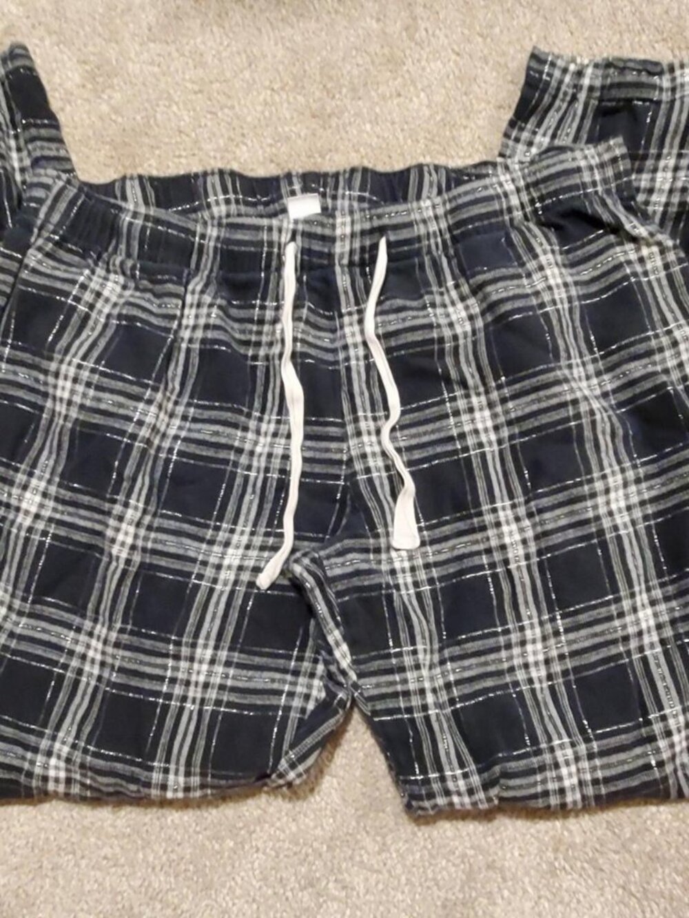 Cozy Navy Black and White Plaid Pajama Lounge Pants